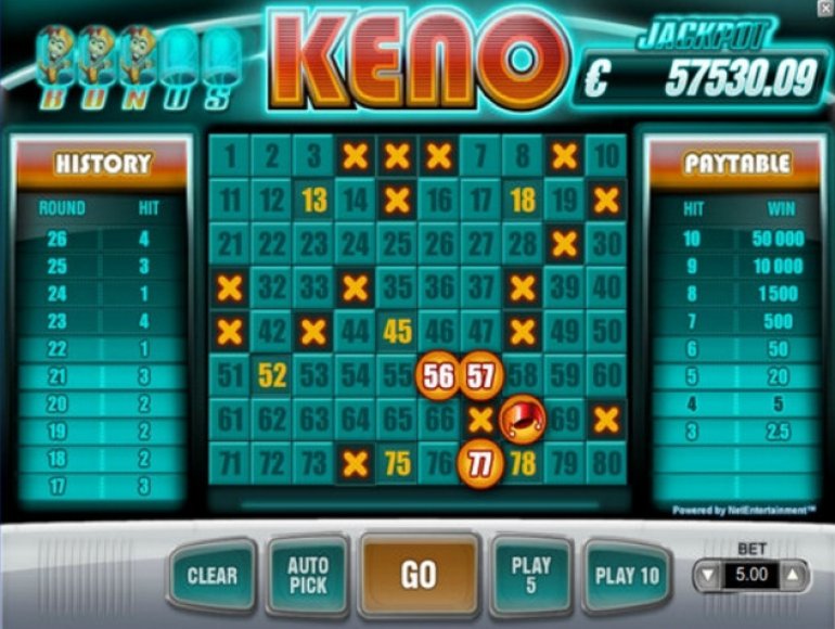 Online-Keno mit Jackpot